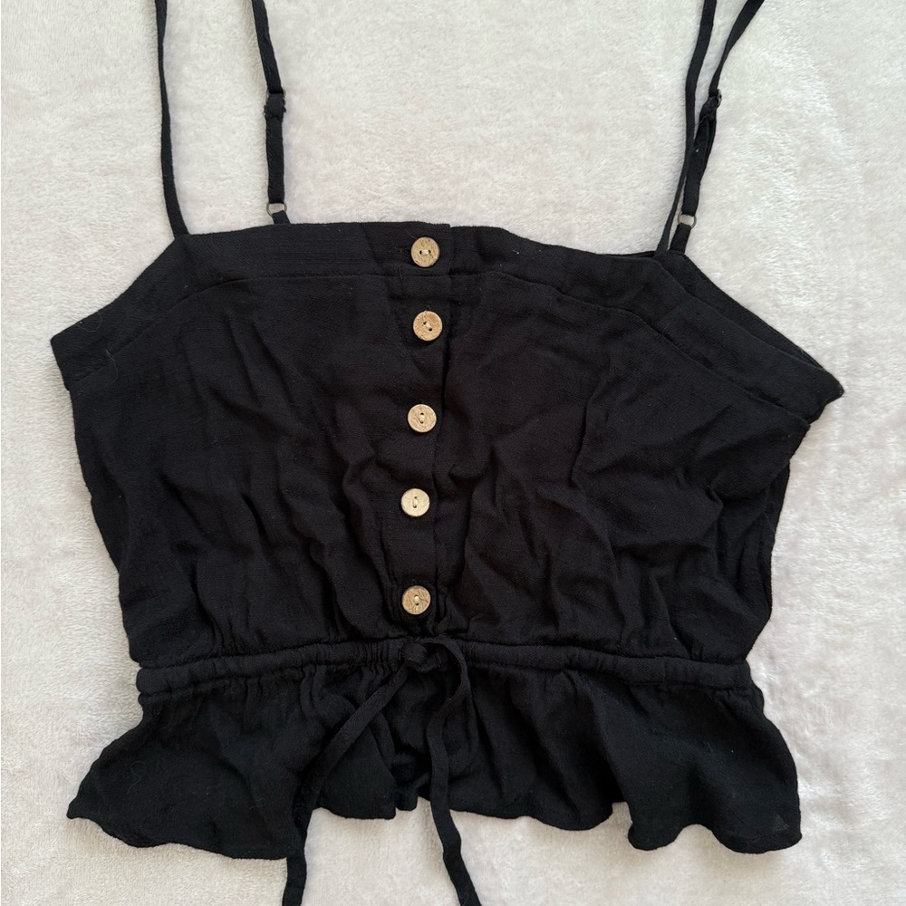 Black Buttoned Women's Top